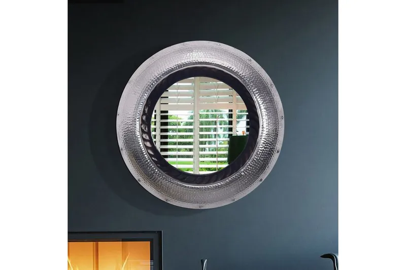 Peili Wohnling Moderni aalto, metallikehys, pyöreä, 74 cm. - Sisustustuotteet - Peili - Eteispeili