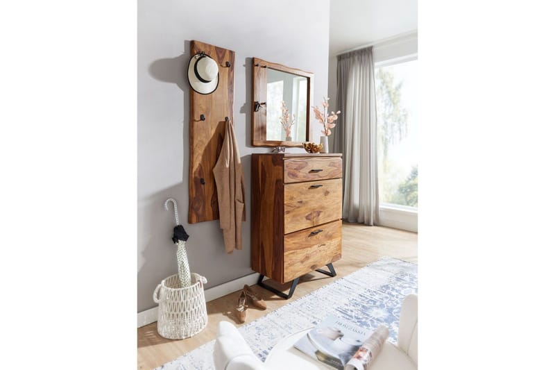 Peili Wohnling Puureunainen täyspuukehys koukuilla, maalaistalo - Sisustustuotteet - Peili - Eteispeili