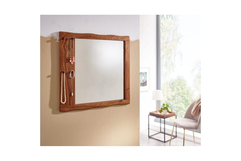 Peili Wohnling Puureunainen täyspuukehys koukuilla, maalaistalo - Sisustustuotteet - Peili - Eteispeili
