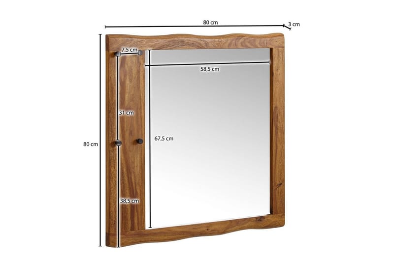 Peili Wohnling Puureunainen täyspuukehys koukuilla, maalaistalo - Sisustustuotteet - Peili - Eteispeili