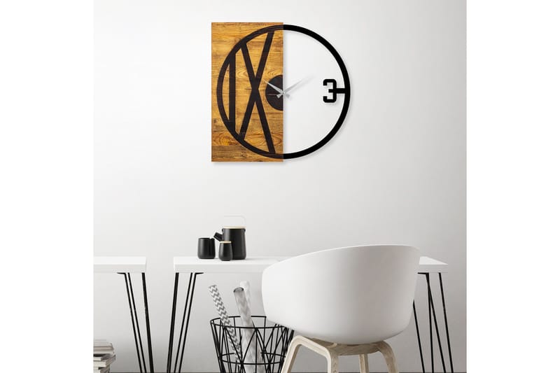 Puukello 24 - Musta/Pähkinä - Sisustustuotteet - Seinäkoristeet - Kellot
