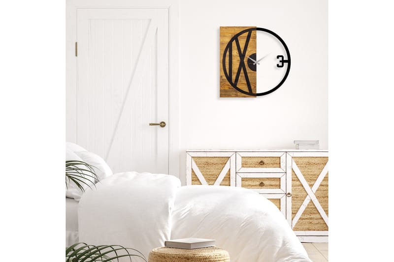 Puukello 24 - Musta/Pähkinä - Sisustustuotteet - Seinäkoristeet - Kellot