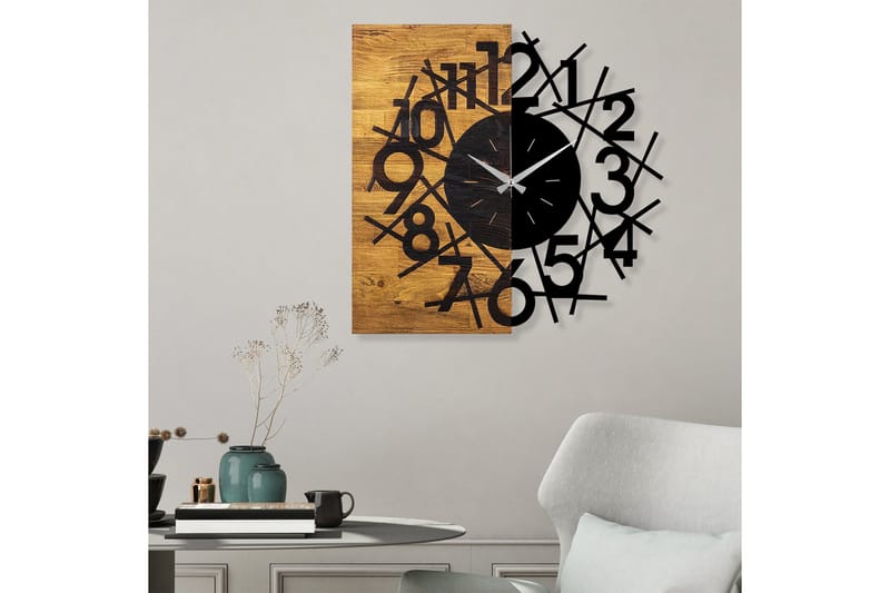 Puukello 26 - Musta/Pähkinä - Sisustustuotteet - Seinäkoristeet - Kellot