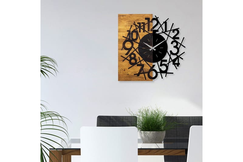 Puukello 26 - Musta/Pähkinä - Sisustustuotteet - Seinäkoristeet - Kellot