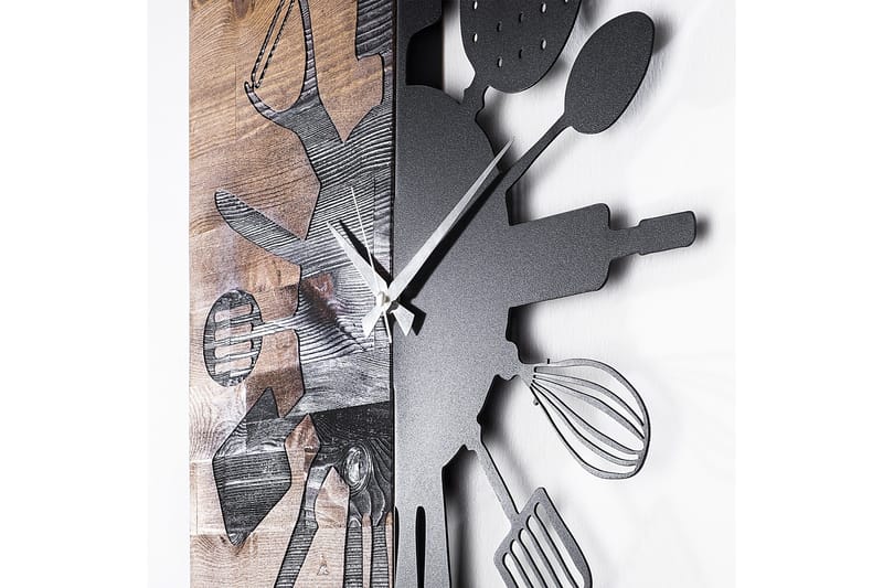 Puukello 32 - Musta/Pähkinä - Sisustustuotteet - Seinäkoristeet - Kellot