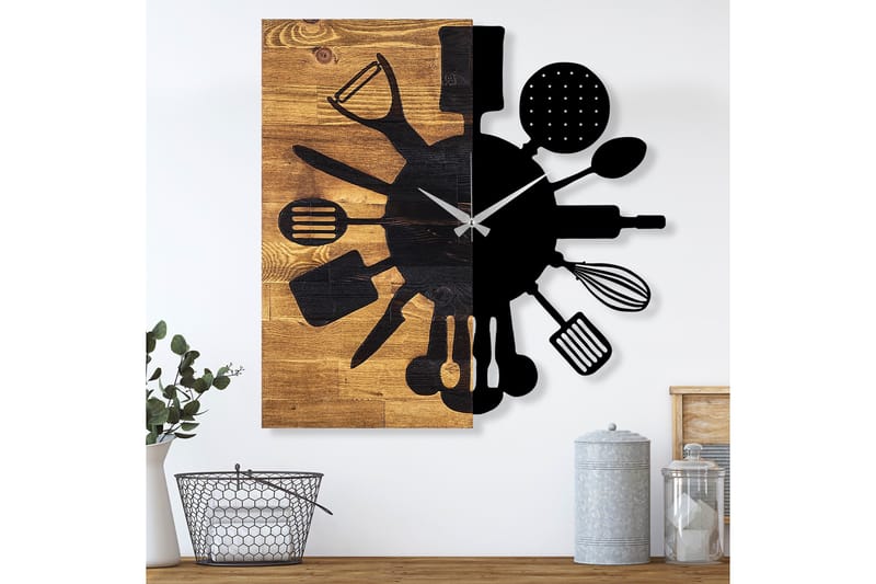 Puukello 32 - Musta/Pähkinä - Sisustustuotteet - Seinäkoristeet - Kellot