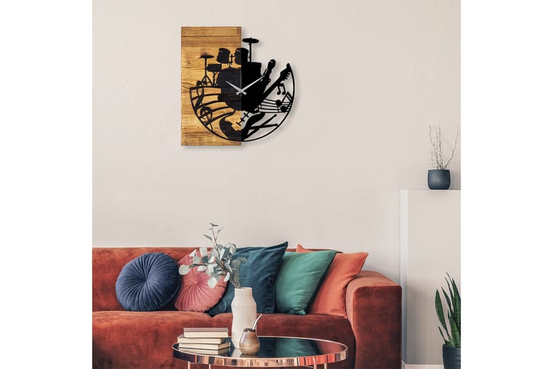 Puukello 33 - Musta/Pähkinä - Sisustustuotteet - Seinäkoristeet - Kellot