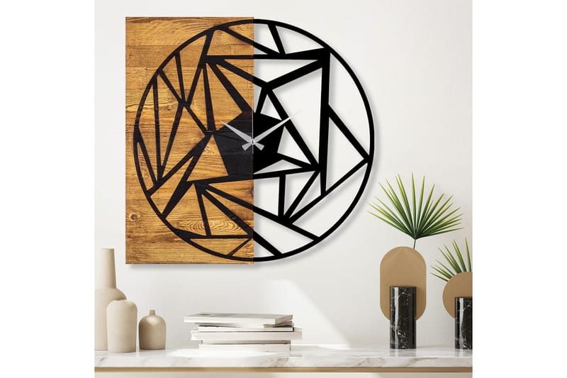 Puukello 36 - Musta/Pähkinä - Sisustustuotteet - Seinäkoristeet - Kellot