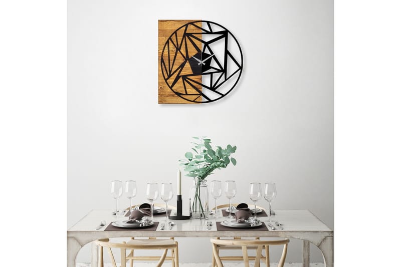 Puukello 36 - Musta/Pähkinä - Sisustustuotteet - Seinäkoristeet - Kellot