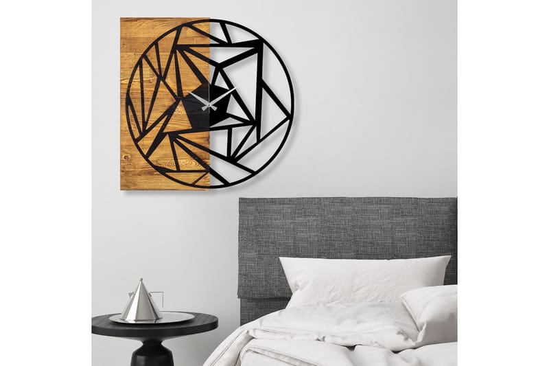 Puukello 36 - Musta/Pähkinä - Sisustustuotteet - Seinäkoristeet - Kellot