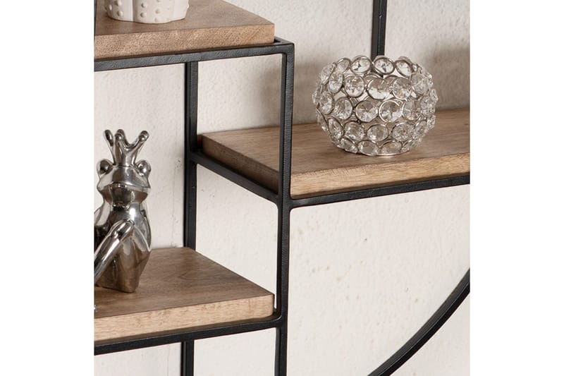 Seinähylly Wohnling Pyöreä massiivipuu metallirungolla seinään kiinnitettävä teollisuustyyli - Talo & remontointi - Keittiö & kylpyhuone - Keittiö & kodinhoitohuone - Keittiön sisustus - Keittiöhylly