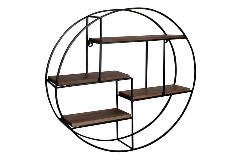 Seinähylly Wohnling Pyöreä massiivipuu metallirungolla seinään kiinnitettävä teollisuustyyli - Talo & remontointi - Keittiö & kylpyhuone - Keittiö & kodinhoitohuone - Keittiön sisustus - Keittiöhylly