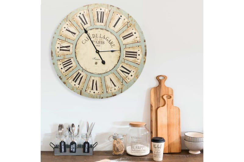 Seinäkello monivärinen 60 cm MDF - Monivärinen - Sisustustuotteet - Seinäkoristeet - Kellot