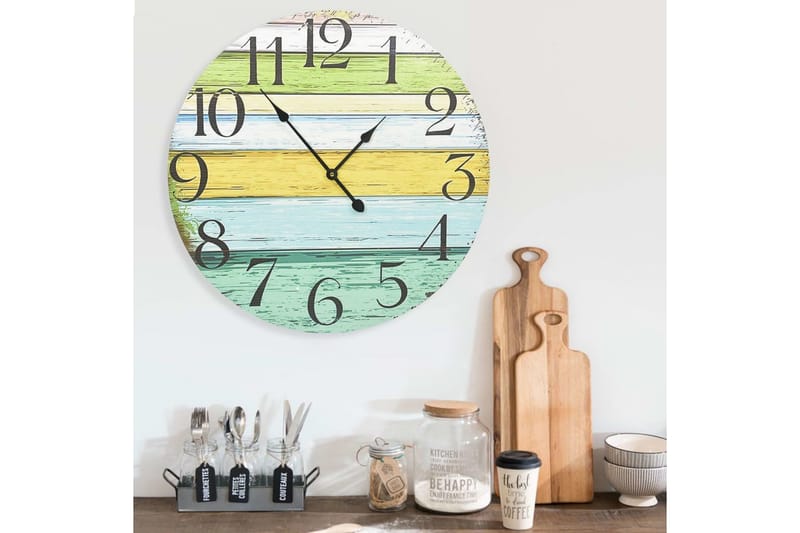 Seinäkello monivärinen 60 cm MDF - Monivärinen - Sisustustuotteet - Seinäkoristeet - Kellot
