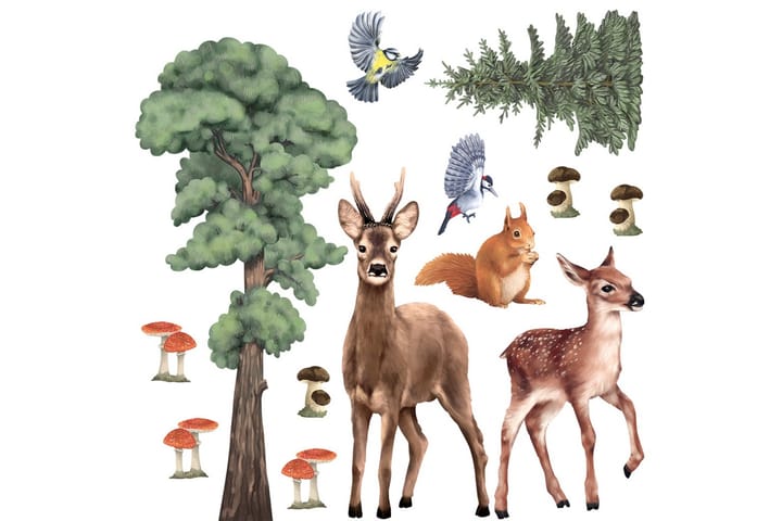 Sisustustarra Metsän Eläimet I 13Kpl - Pastelowe - Seinätarrat
