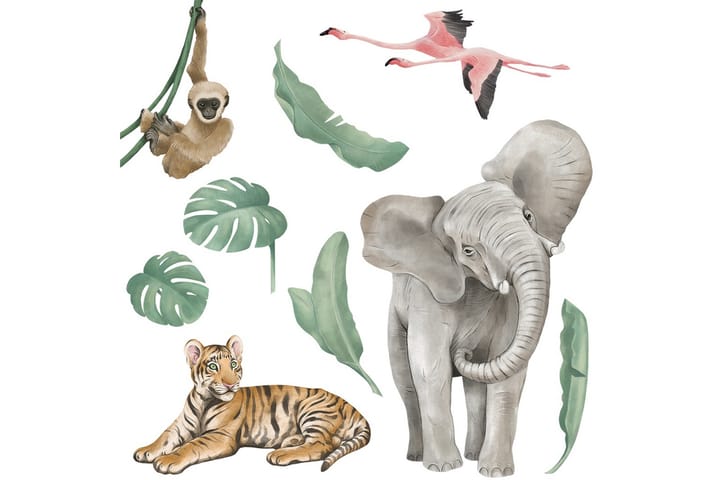 Sisustustarra Safarin Eläimet II 9Kpl - Pastelowe - Seinätarrat