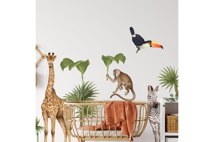 Sisustustarrat Safarin Eläimet I 8Kpl - Pastelowe - Seinätarrat