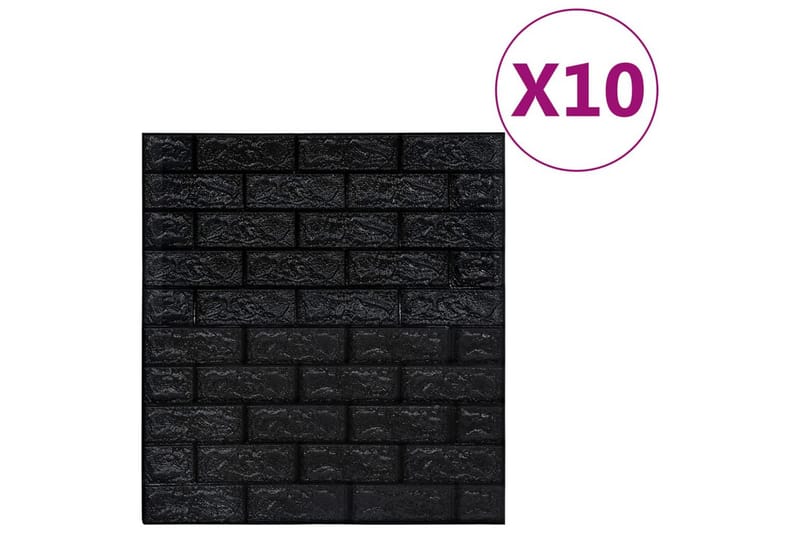 3D-Tapetti Tiilet itsekiinnittyvä 10 kpl - Musta - Sisustustuotteet - Seinäkoristeet - Tapetit - Valokuvatapetit