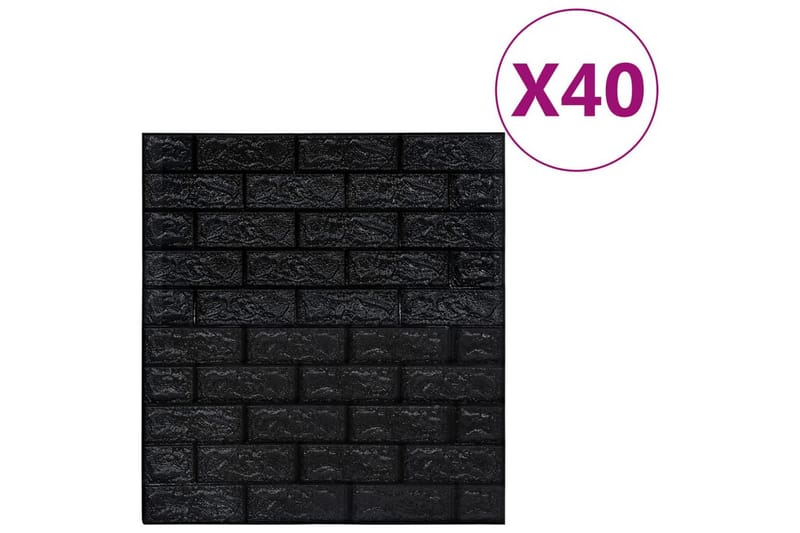 3D-Tapetti Tiilet itsekiinnittyvä 40 kpl - Musta - Sisustustuotteet - Seinäkoristeet - Tapetit - Valokuvatapetit