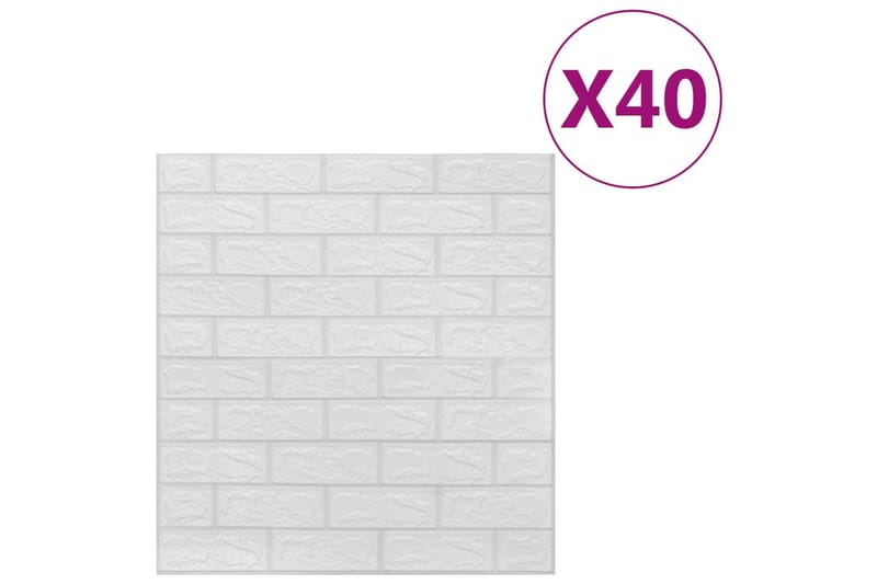 3D Tapetti tiilet itsekiinnittyvä 40 kpl - Valkoinen - Sisustustuotteet - Seinäkoristeet - Tapetit - Valokuvatapetit