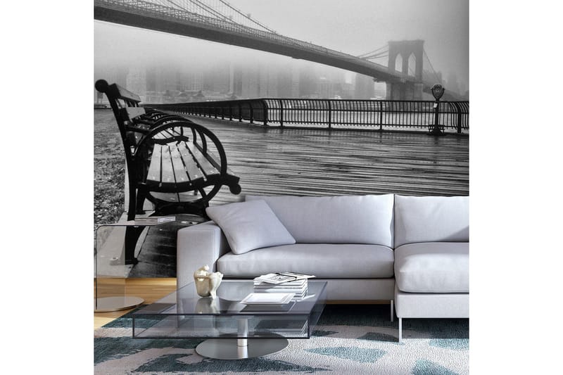 Valokuvatapetti A Foggy Day On The Brooklyn Bridge 350x245, Artgeist sp. z o. o.