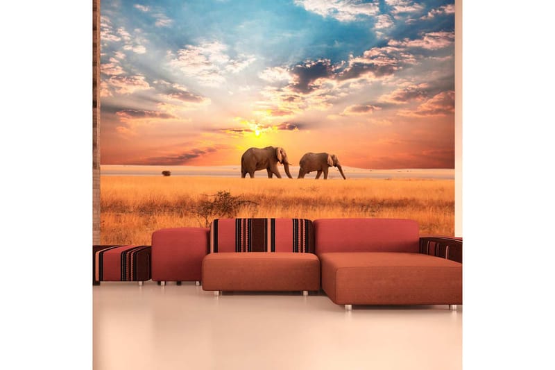 Valokuvatapetti Afrikan Savanni Elefantit 250x193 - Artgeist sp. z o. o. - Sisustustuotteet - Seinäkoristeet - Tapetit - Valokuvatapetit