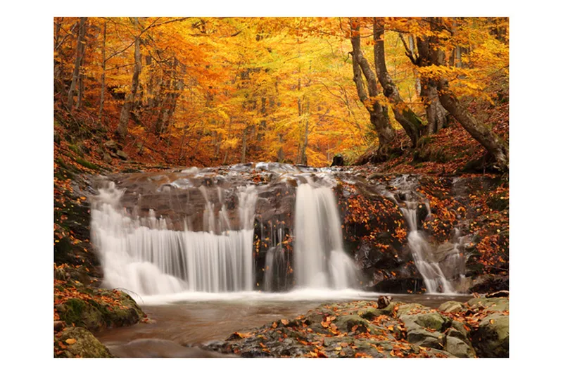 Valokuvatapetti Autumn Landskape Waterfall 250x193, Artgeist sp. z o. o.