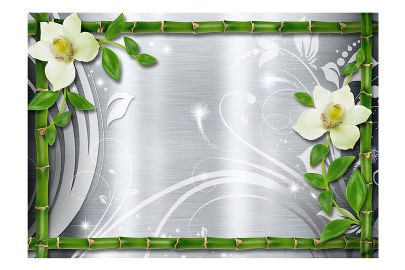 Valokuvatapetti Bamboo And Two Orchids 150x105 - Artgeist sp. z o. o. - Sisustustuotteet - Seinäkoristeet - Tapetit - Valokuvatapetit