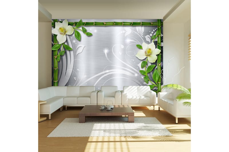 Valokuvatapetti Bamboo And Two Orchids 350x245, Artgeist sp. z o. o.
