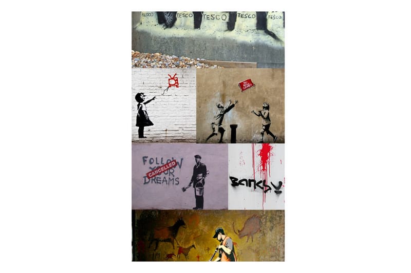 Valokuvatapetti Banksy A Collage 50x1000 - Artgeist sp. z o. o. - Sisustustuotteet - Seinäkoristeet - Tapetit - Valokuvatapetit