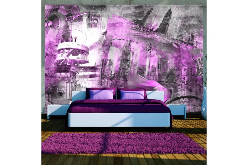 Valokuvatapetti Berlin Collage Violet 100x70, Artgeist sp. z o. o.
