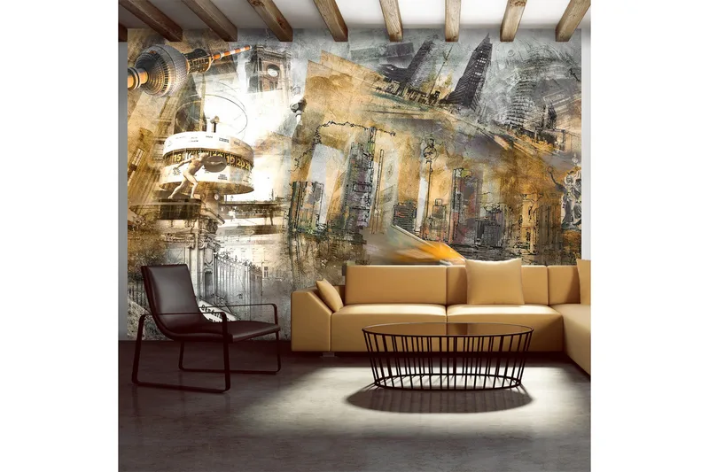 Valokuvatapetti Berlin Kollaasi Oranssi 150x105, Artgeist sp. z o. o.