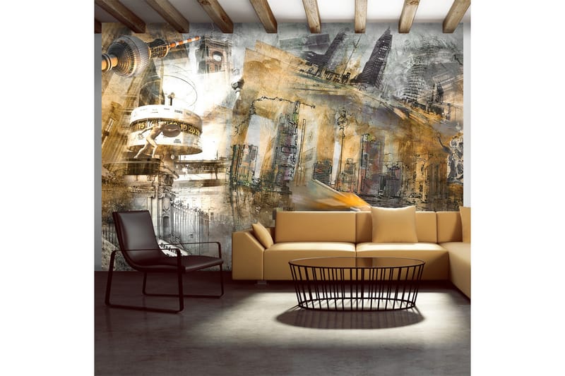 Valokuvatapetti Berlin Kollaasi Oranssi 200x140 - Artgeist sp. z o. o. - Sisustustuotteet - Seinäkoristeet - Tapetit - Valokuvatapetit