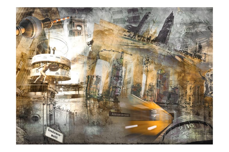 Valokuvatapetti Berlin Kollage Orange 350x245 - Artgeist sp. z o. o. - Sisustustuotteet - Seinäkoristeet - Tapetit - Valokuvatapetit