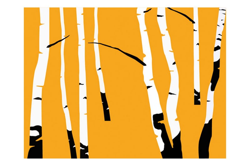 Valokuvatapetti Birches On The Orange Background 250x193 - Artgeist sp. z o. o. - Sisustustuotteet - Seinäkoristeet - Tapetit - Valokuvatapetit