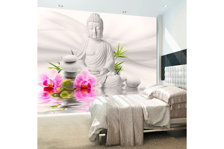 Valokuvatapetti Buddha And Orchids 150x105 - Artgeist sp. z o. o. - Valokuvatapetit