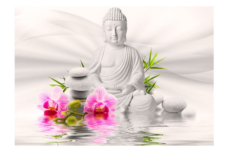 Valokuvatapetti Buddha And Orchids 250x175 - Artgeist sp. z o. o. - Sisustustuotteet - Seinäkoristeet - Tapetit - Valokuvatapetit
