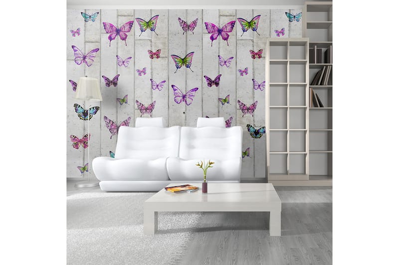 Valokuvatapetti Butterflies And Concrete 50x1000 - Artgeist sp. z o. o. - Sisustustuotteet - Seinäkoristeet - Tapetit - Valokuvatapetit