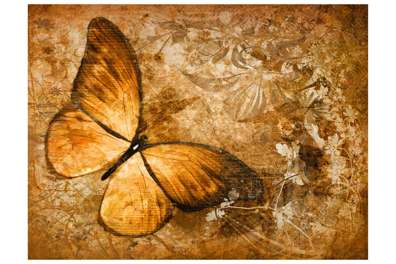 Valokuvatapetti Butterfly Sepia 350x270, Artgeist sp. z o. o.