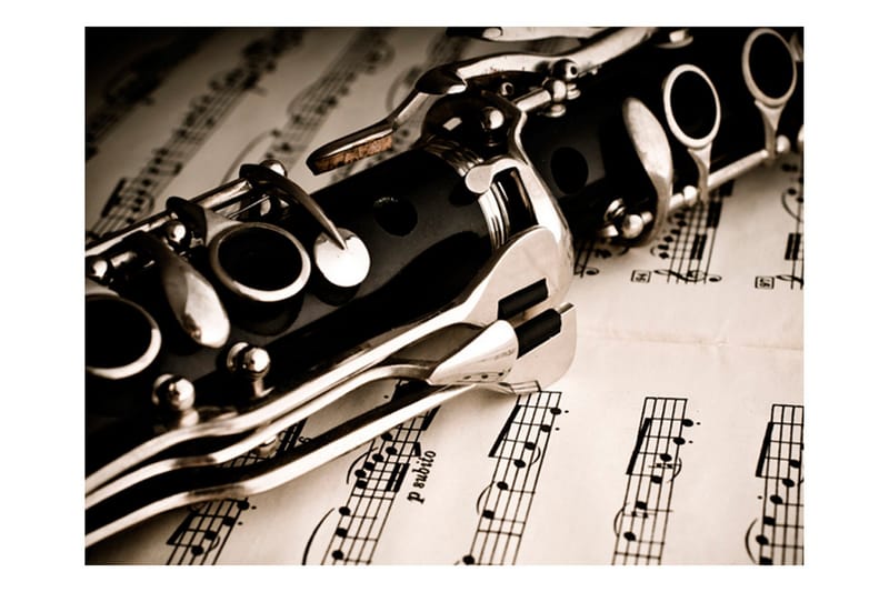 Valokuvatapetti Clarinet And Music Notes 400x309 - Artgeist sp. z o. o. - Sisustustuotteet - Seinäkoristeet - Tapetit - Valokuvatapetit