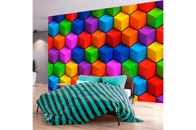 Valokuvatapetti Colorful Geometric Boxes 100x70 - Artgeist sp. z o. o. - Sisustustuotteet - Seinäkoristeet - Tapetit - Valokuvatapetit