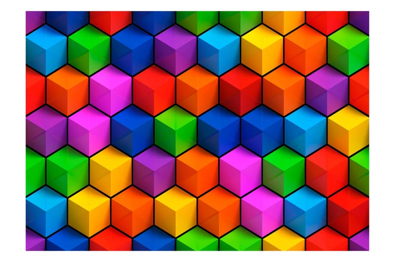 Valokuvatapetti Colorful Geometric Boxes 100x70 - Artgeist sp. z o. o. - Sisustustuotteet - Seinäkoristeet - Tapetit - Valokuvatapetit