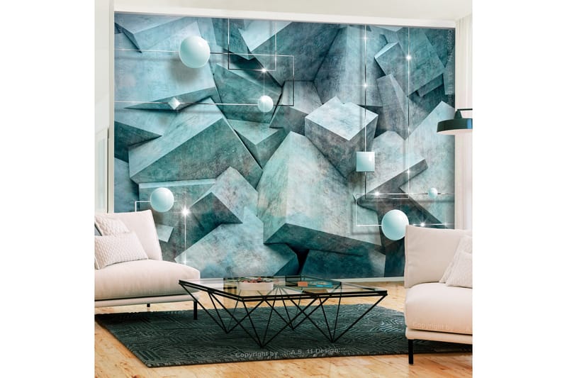 Valokuvatapetti Concrete Cubes Green 150x105 - Artgeist sp. z o. o. - Sisustustuotteet - Seinäkoristeet - Tapetit - Valokuvatapetit