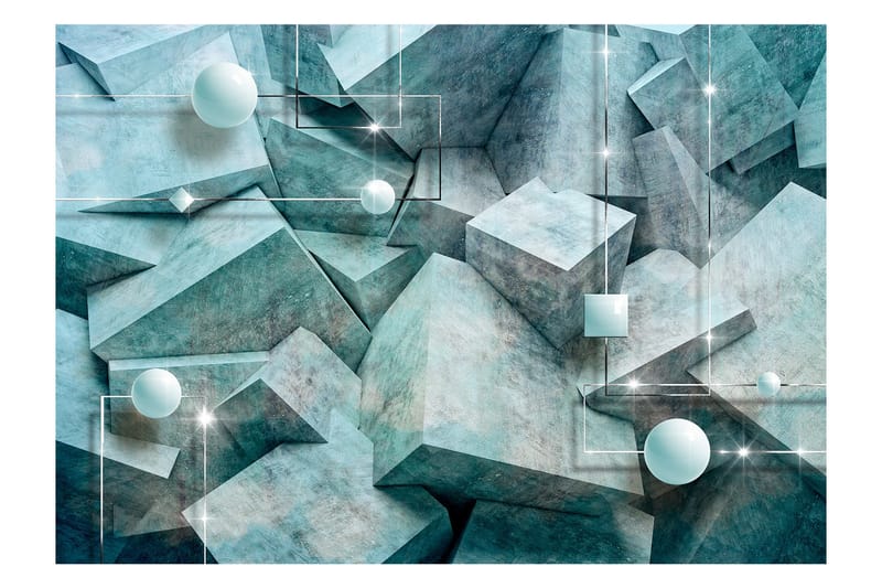 Valokuvatapetti Concrete Cubes Green 250x175, Artgeist sp. z o. o.