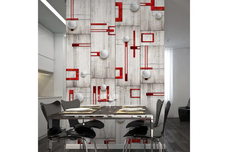 Valokuvatapetti Concrete Red Frames And White Knobs 50x1000, Artgeist sp. z o. o.