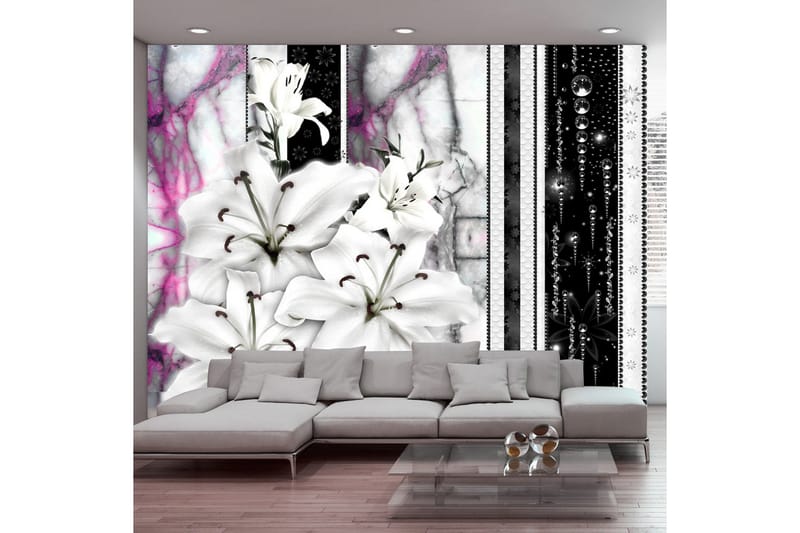 Valokuvatapetti Crying Lilies On Purple Marble 150x105, Artgeist sp. z o. o.