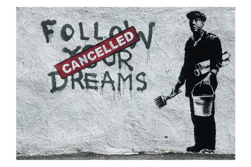 Valokuvatapetti Dreams Cancelled Banksy 350x245 - Artgeist sp. z o. o. - Sisustustuotteet - Seinäkoristeet - Tapetit - Valokuvatapetit