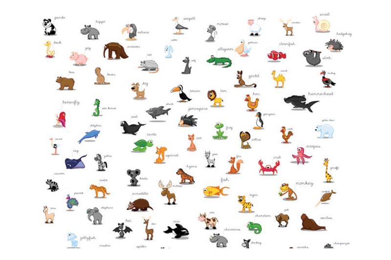 Valokuvatapetti Eläimiä lapsille 300x231 - Artgeist sp. z o. o. - Sisustustuotteet - Seinäkoristeet - Tapetit - Valokuvatapetit