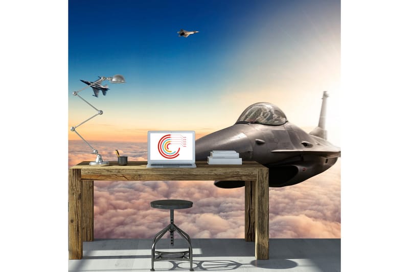 Valokuvatapetti F16 Fighter Jets 150x105 - Artgeist sp. z o. o. - Sisustustuotteet - Seinäkoristeet - Tapetit - Valokuvatapetit