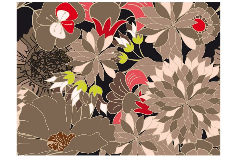 Valokuvatapetti Floral Design Gray 200x154, Artgeist sp. z o. o.